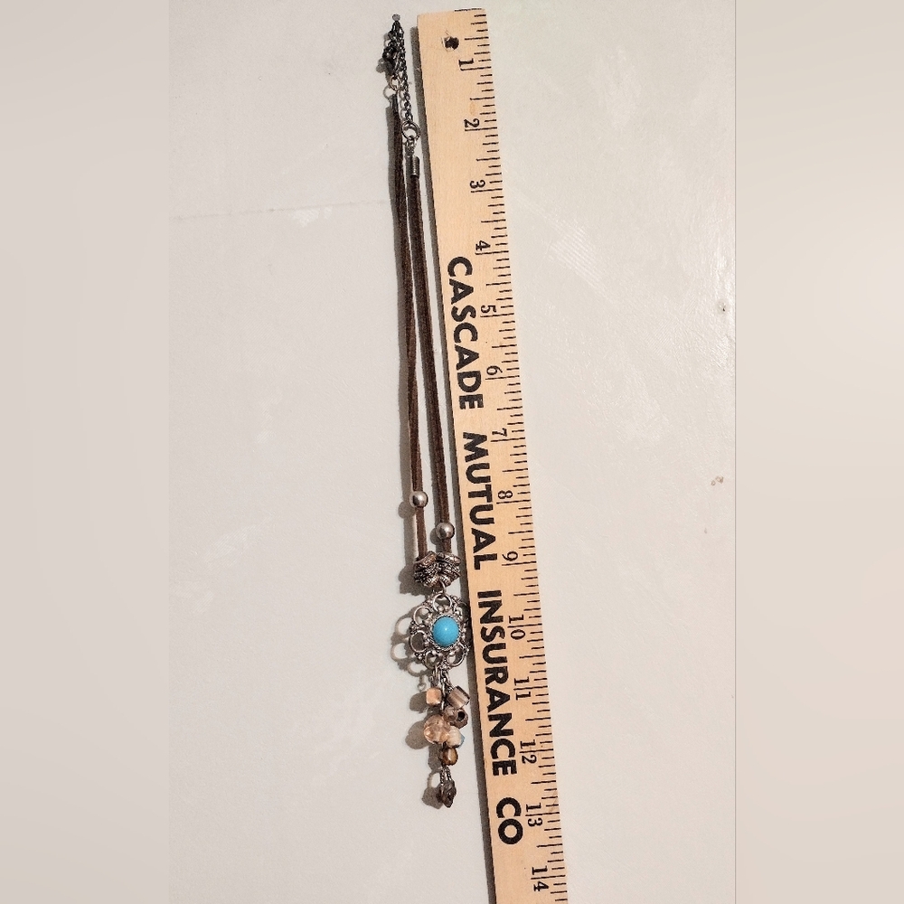 Bohemian Silver and Turquoise Pendant Necklace - Picture 3 of 4